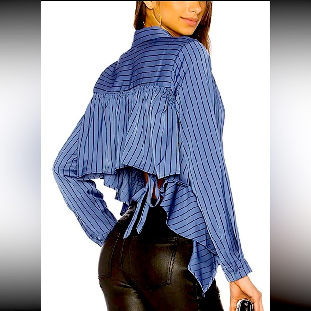 L’ Academie Open Back, Ruffle, Button Down Top - image 1